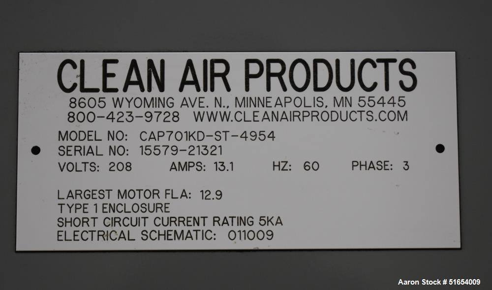 Used- Clean Air Products Cleanroom Walkthrough Air Lock, Model CAP701KD-ST-4954